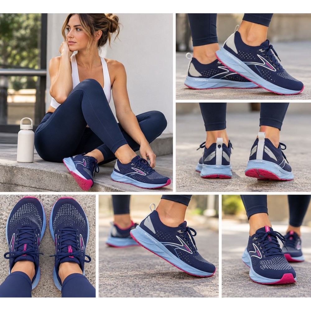 Brooks Levitate StealthFit 5 Navy Blue Pink Running Shoes Womens 1203591B477
